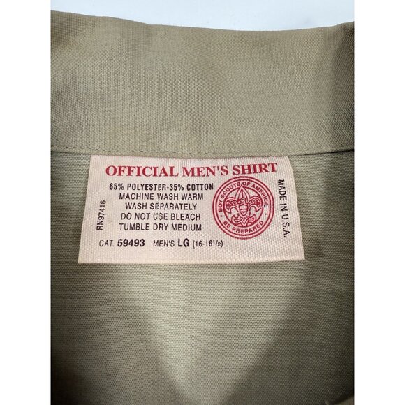 Vintage Boy Scouts Of America Mens Official Uniform Shirt Size Large Made In USA - Picture 7 of 10